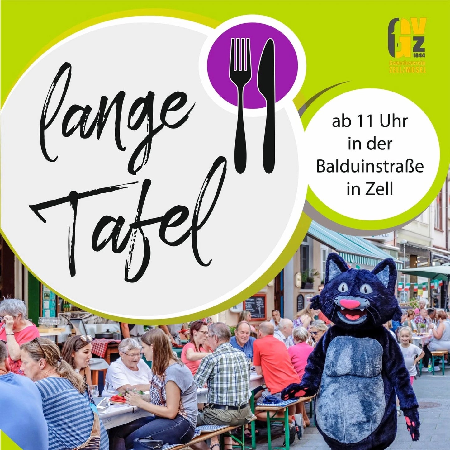 Plakat der Veranstaltung "Lange Tafel" in Zell an der Mosel;